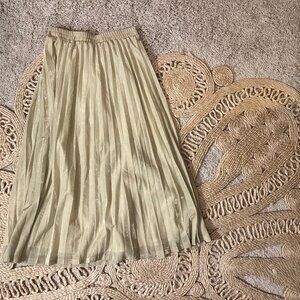 Gold Pleated Maxi Skirt